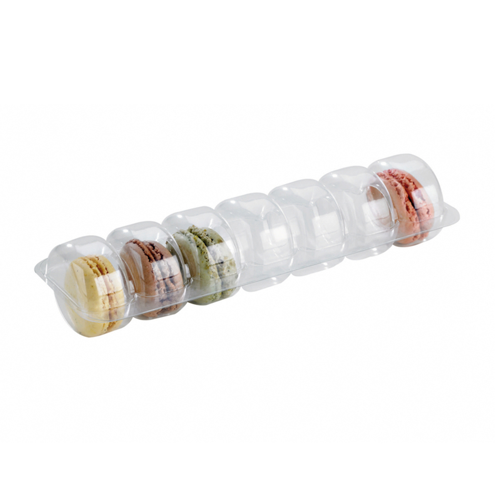 Packnwood Long Clear Insert for 7 Macarons, 8.4" x 2.4" x 0.8" - Case of 150 image 2