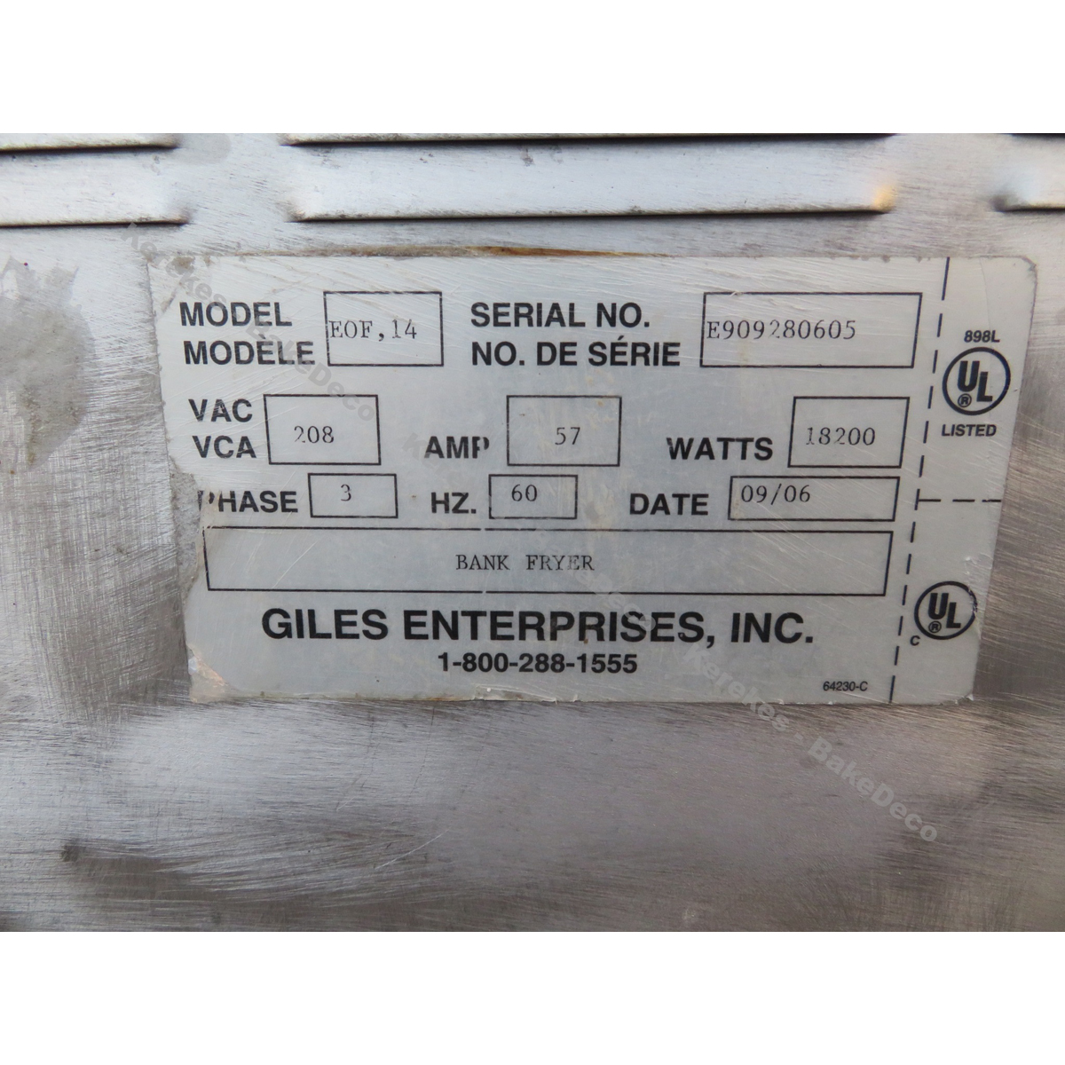 Giles Electric Banked Fryer EOF-14/FFLT/14, W/Autolift System, Used Excellent Condition image 6