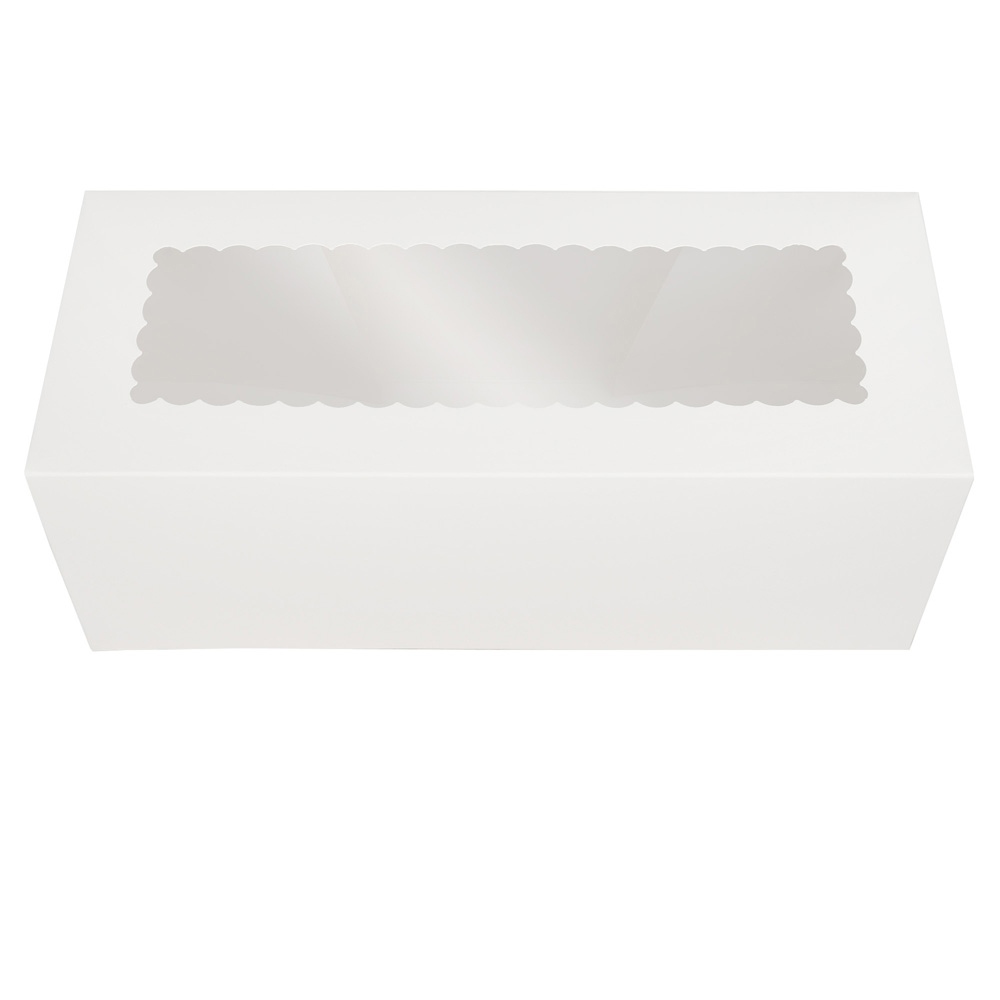 O'Creme White Log Box with Scalloped Window, 14.5" x 5" x 3" - Case of 100 image 1