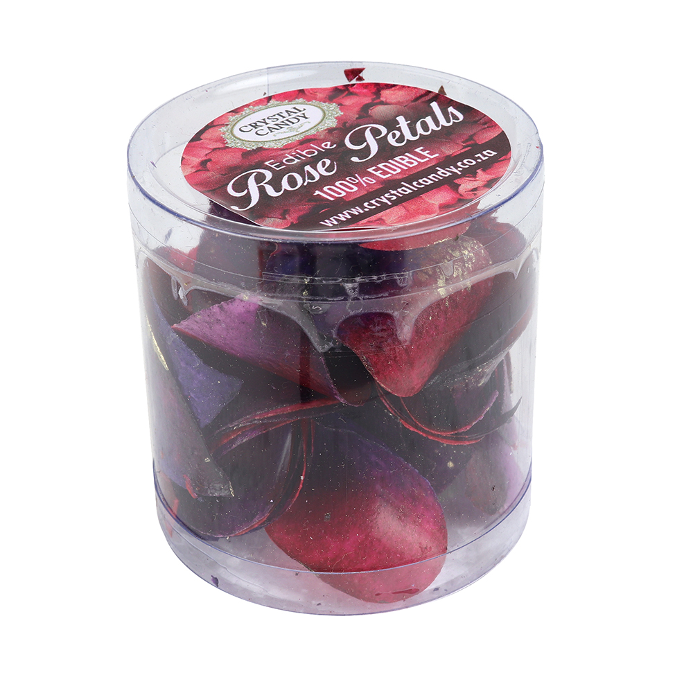 Crystal Candy Purple & White Edible Rose Petals | Bakedeco