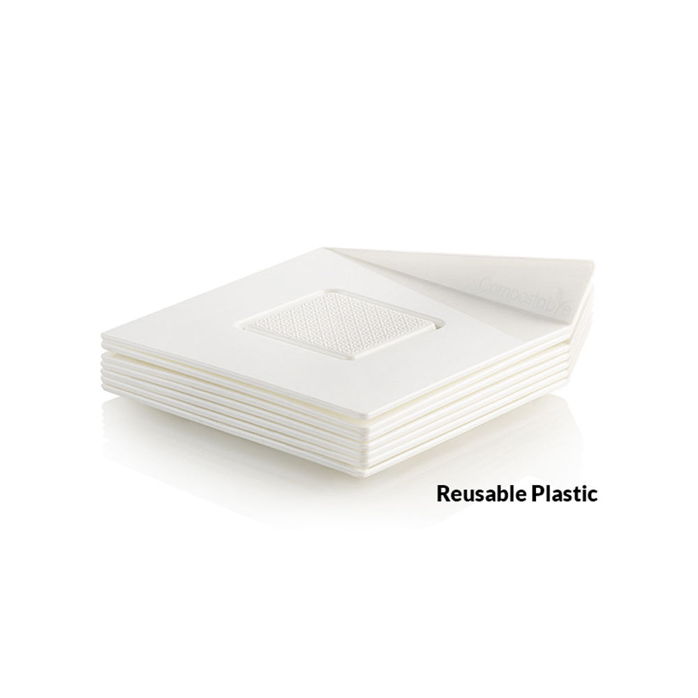 Silikomart White Square Dessert Plate, 3.3" x 3.3" - Pack of 100 image 2