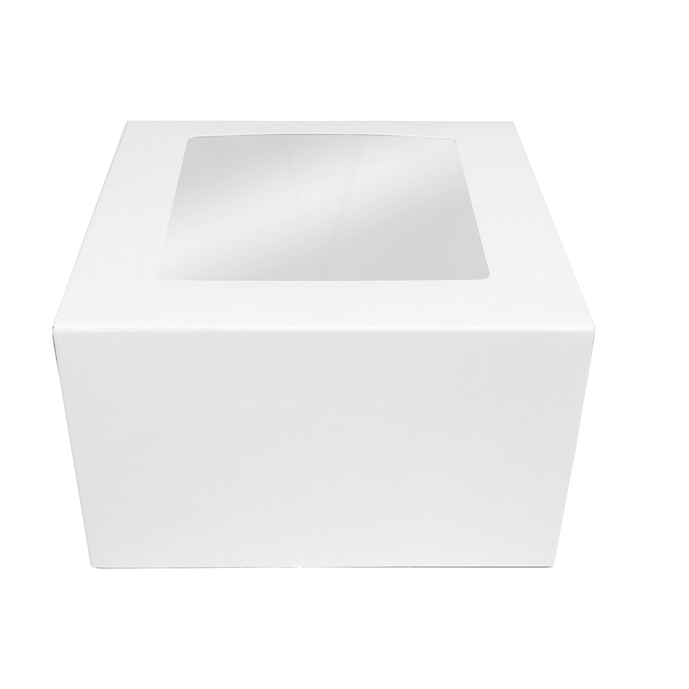 O'Creme White Cake Box with Window, 8" x 8" x 5" - Pack of 5 image 1