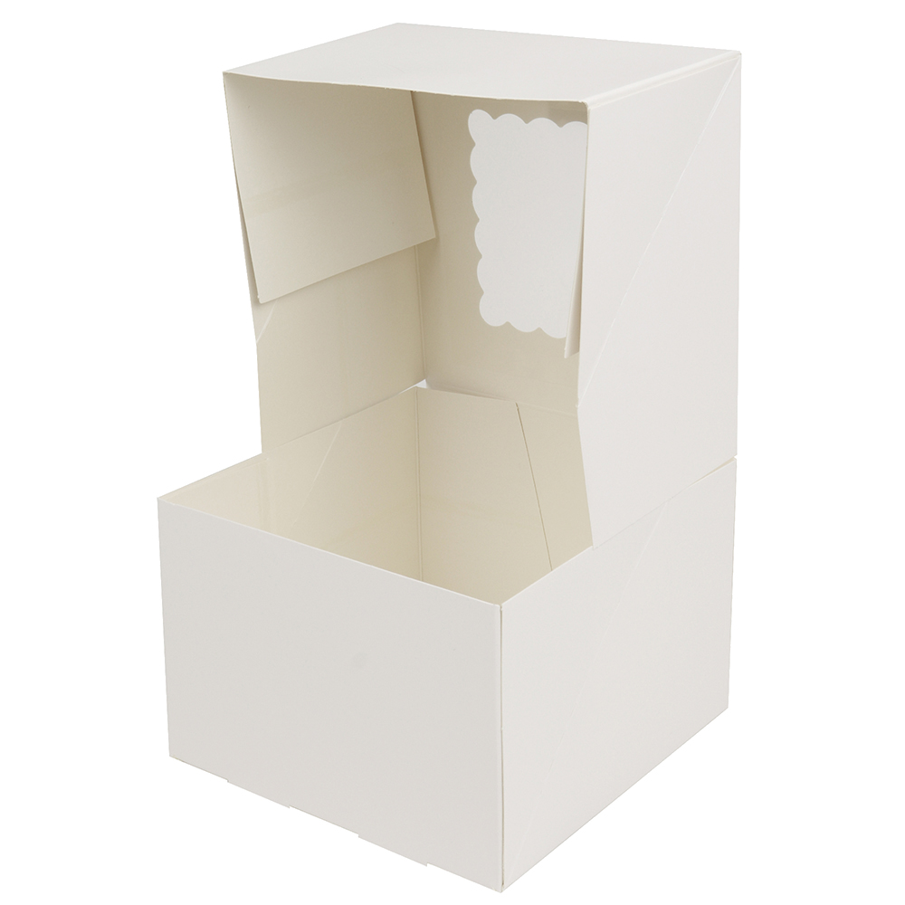 O'Creme White Cake Box with Window, 6" x 6" x 4" - Pack of 5 image 2