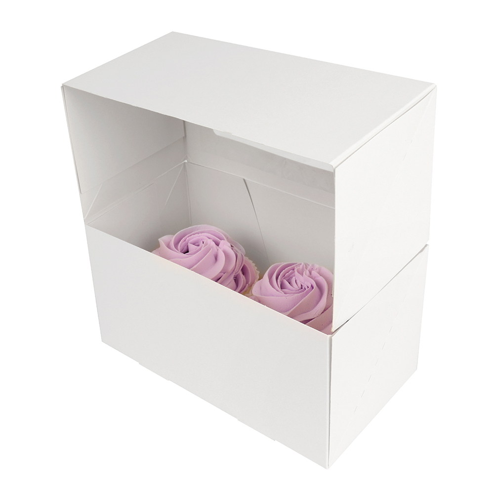 O'Creme White Window Cake Box with Cupcake Insert, 8" x 4" x 4" - Pack of 5 image 5