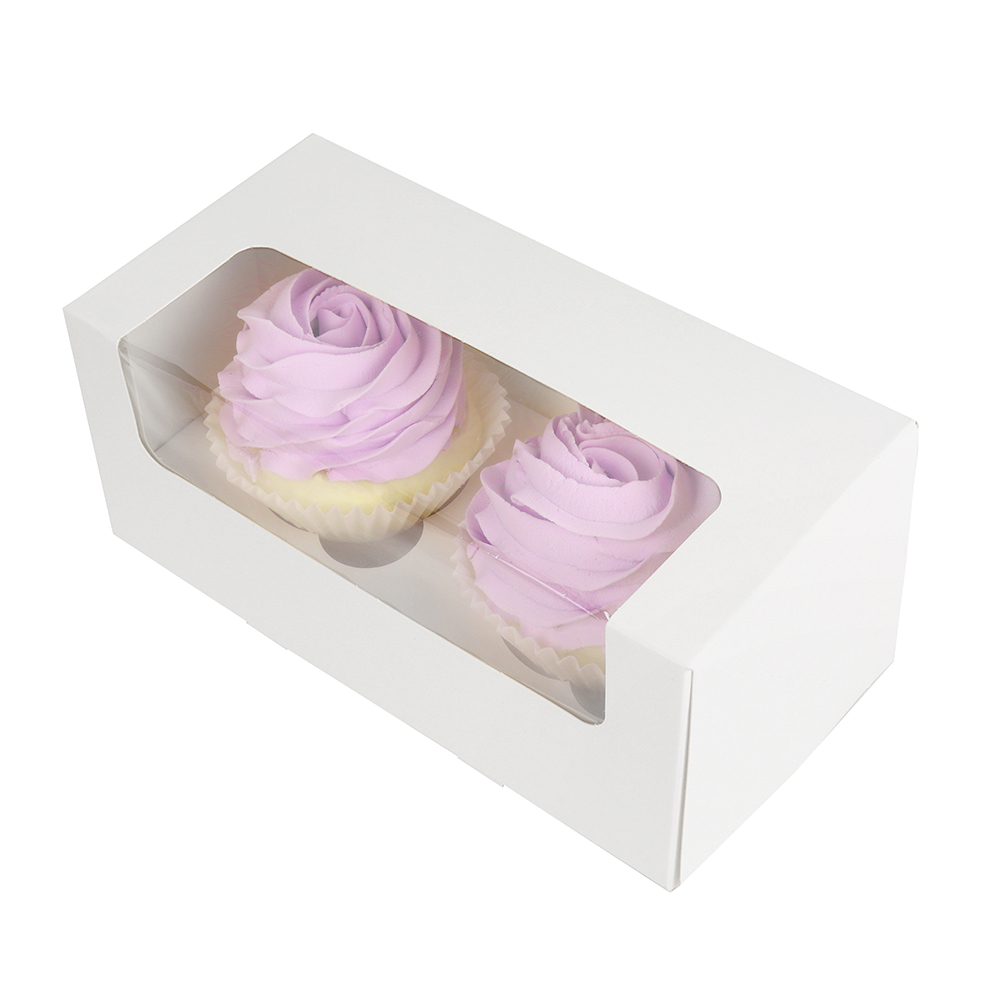 O'Creme White Window Cupcake Box, 8" x 4" x 4" - Pack of 5 image 4
