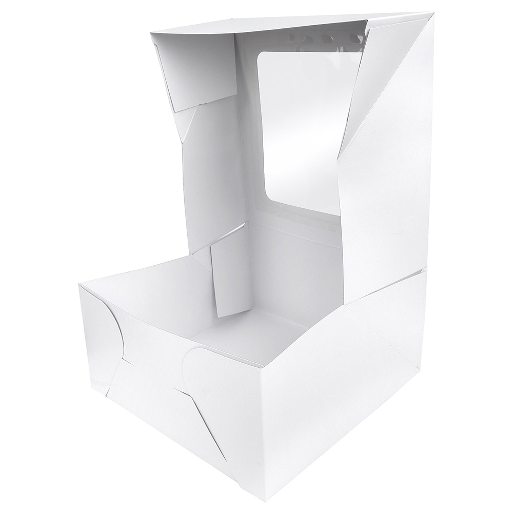 O'Creme White Pie Box with Window, 9" x 9" x 5" - Pack of 5 image 2