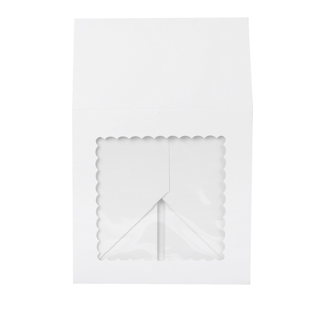 O'Creme White Cake Box with Scalloped Window, 9"x 9" x 5" High - Pack Of 5 image 3