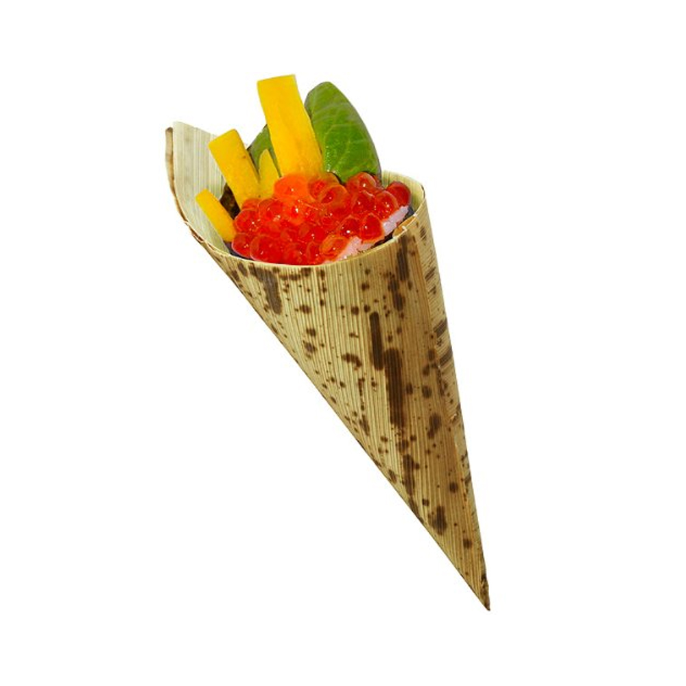 PacknWood 2-Layer Bamboo Leaf Cone, 5.1" - Case of 1000 image 1