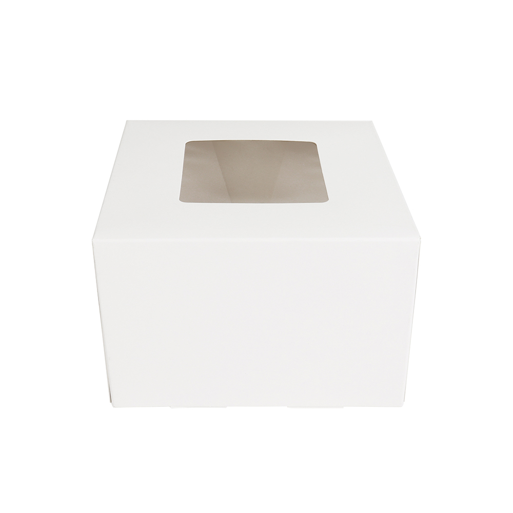 O'Creme White Cake Box with Window, 6" x 6" x 4" - Pack of 5 image 1