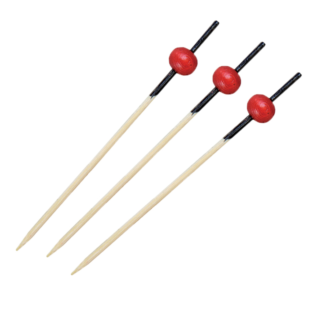 Packnwood KITA Bamboo Pick with Red Ball, 2.7" - Pack of 100 image 1