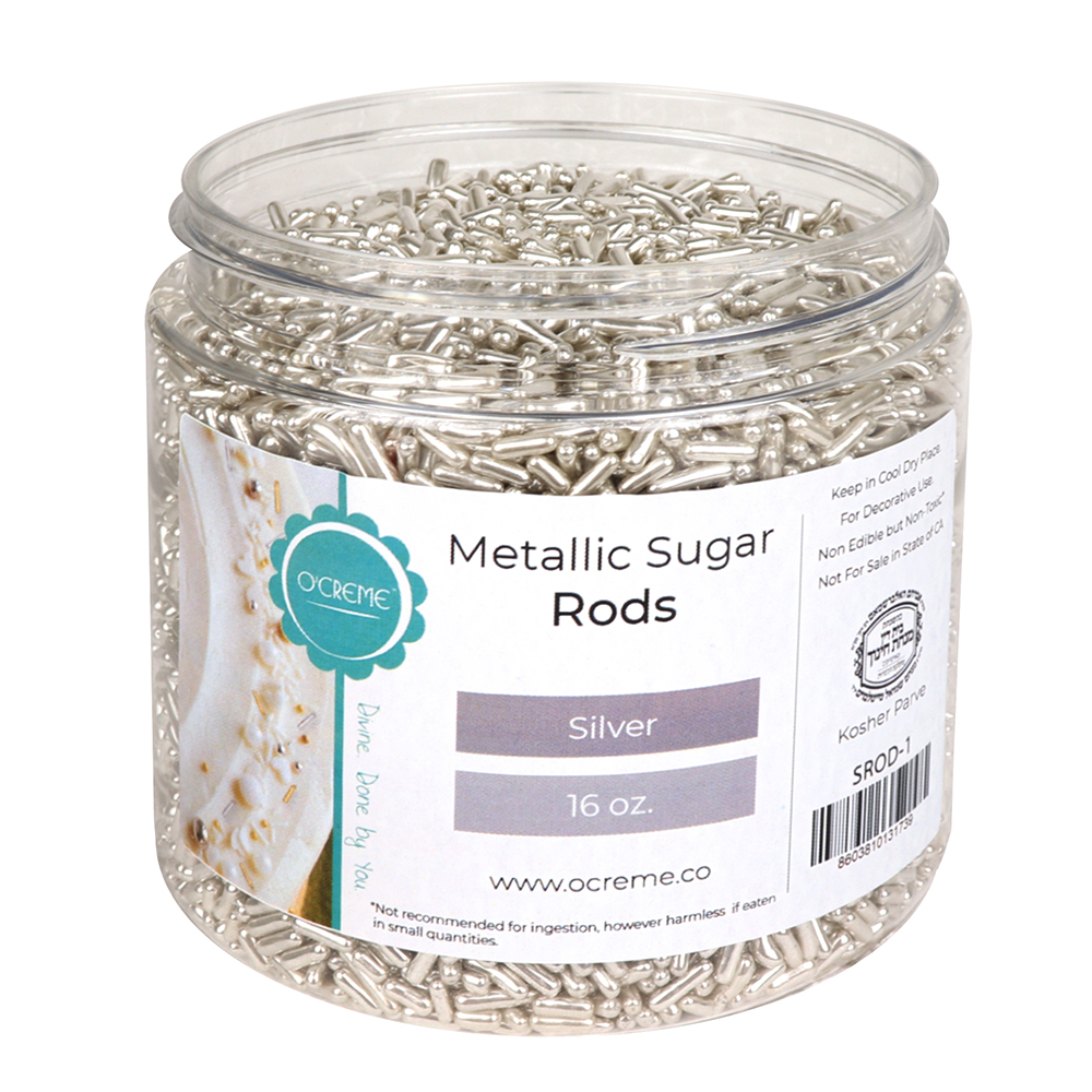 O'Creme Silver Metallic Sugar Rods, 2 lb. image 2