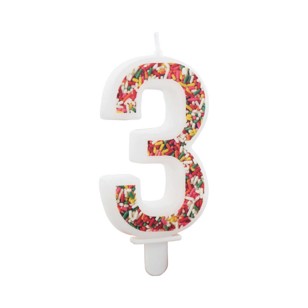 Wilton 'Number Three' Sprinkle Candle image 1