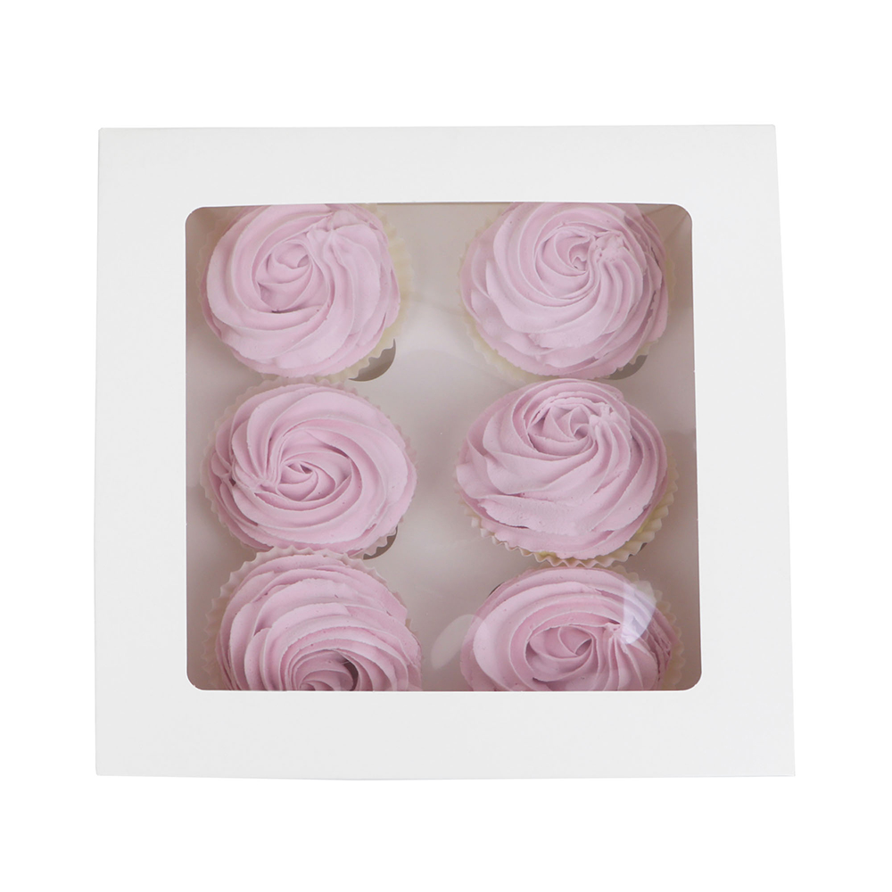 O'Creme White Window Cake Box with Cupcake Insert, 10" x 10" x 4" - Pack of 5 image 1