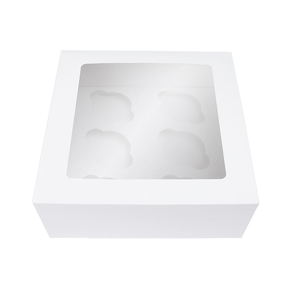 O'Creme White Window Cake Box with Cupcake Insert, 10" x 10" x 4" - Pack of 5 image 5