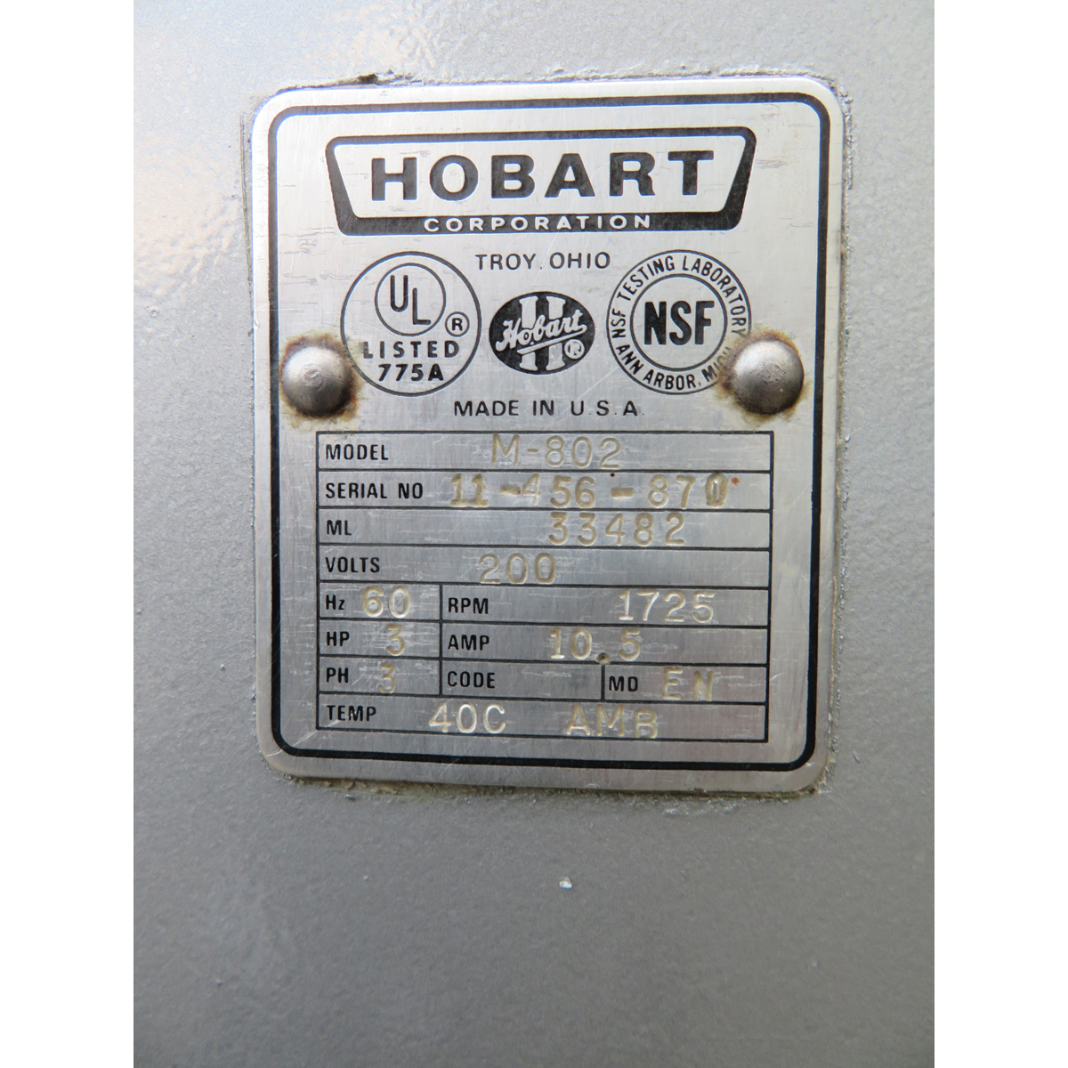 Hobart 80 Quart M802 Mixer, Used Excellent Condition image 3