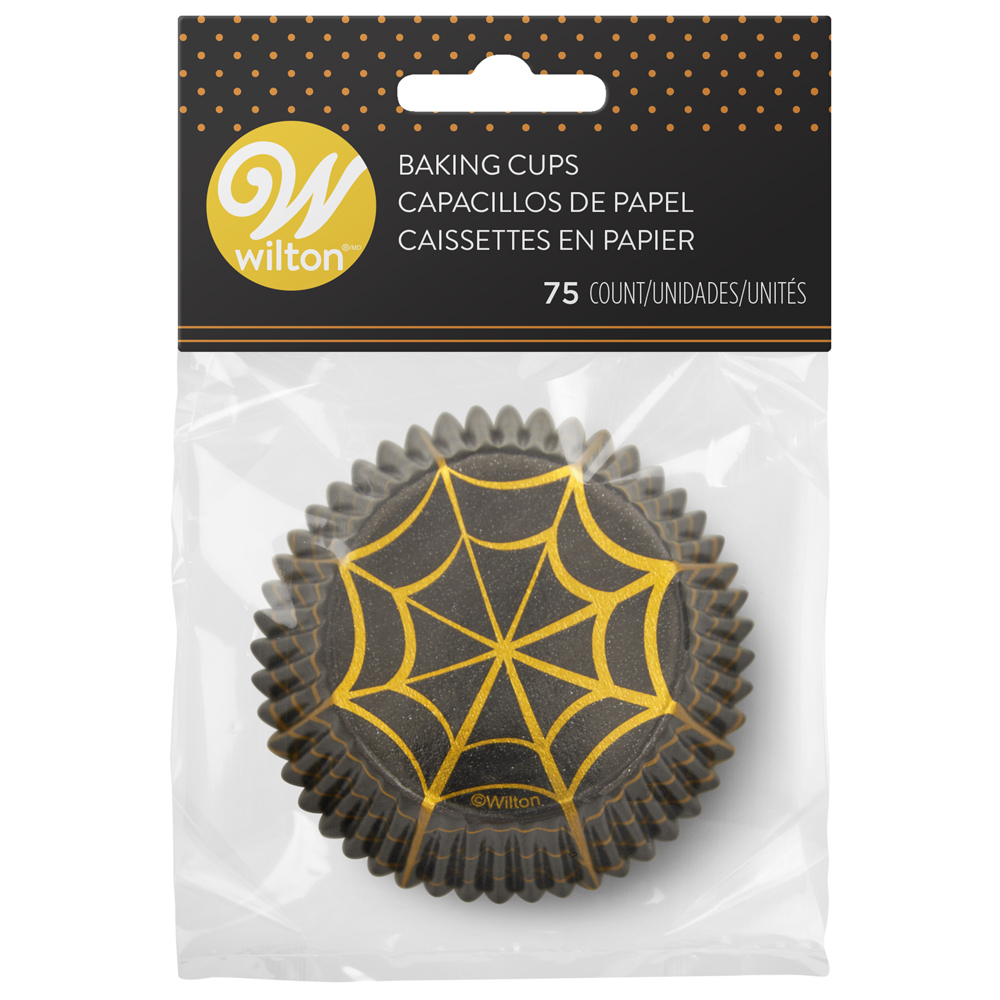 Wilton Gold Foil Spider Web Halloween Cupcake Liners, Pack of 24 image 3