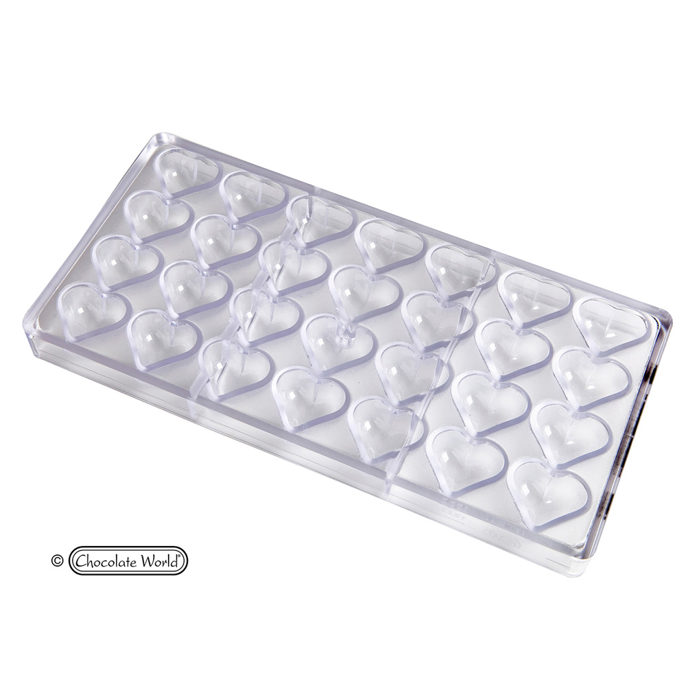 Chocolate World Polycarbonate Chocolate Mold, Small Heart, 28 Cavities image 1