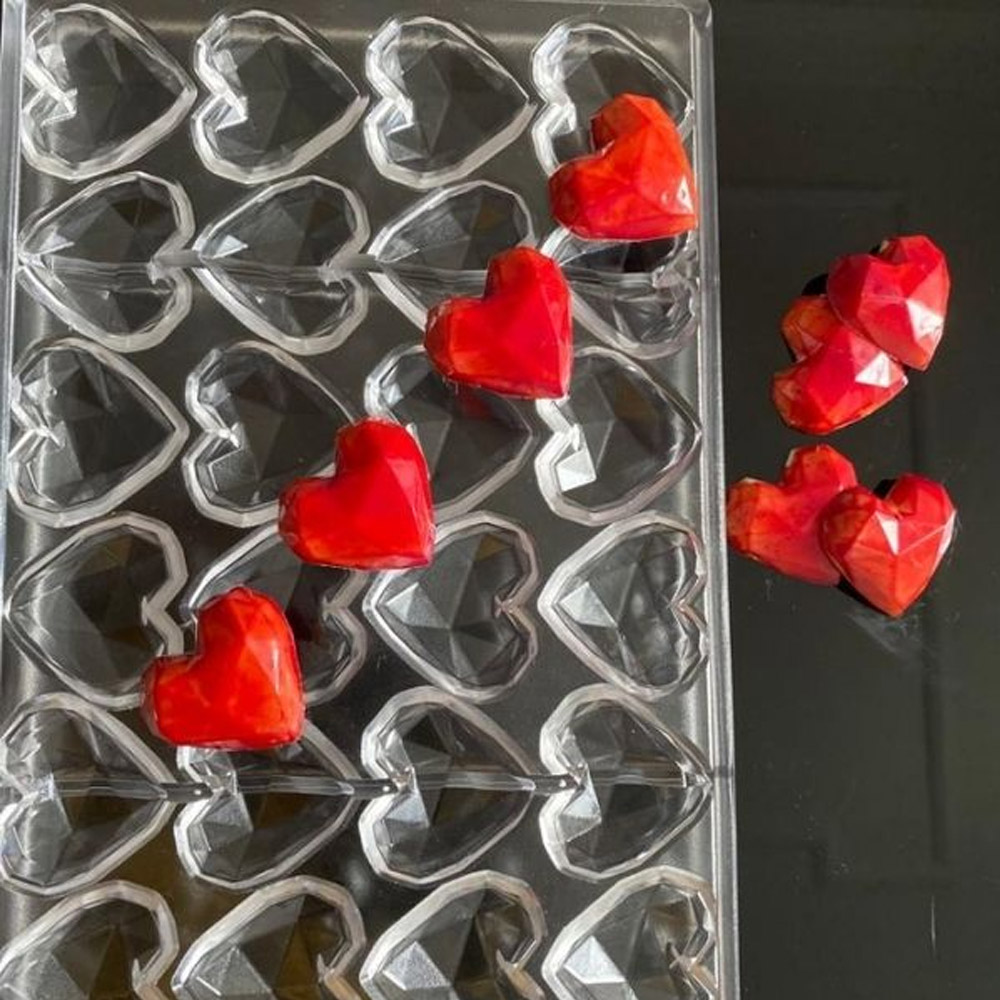 Greyas Polycarbonate Chocolate Mold, Faceted Heart, 24 Cavities image 1