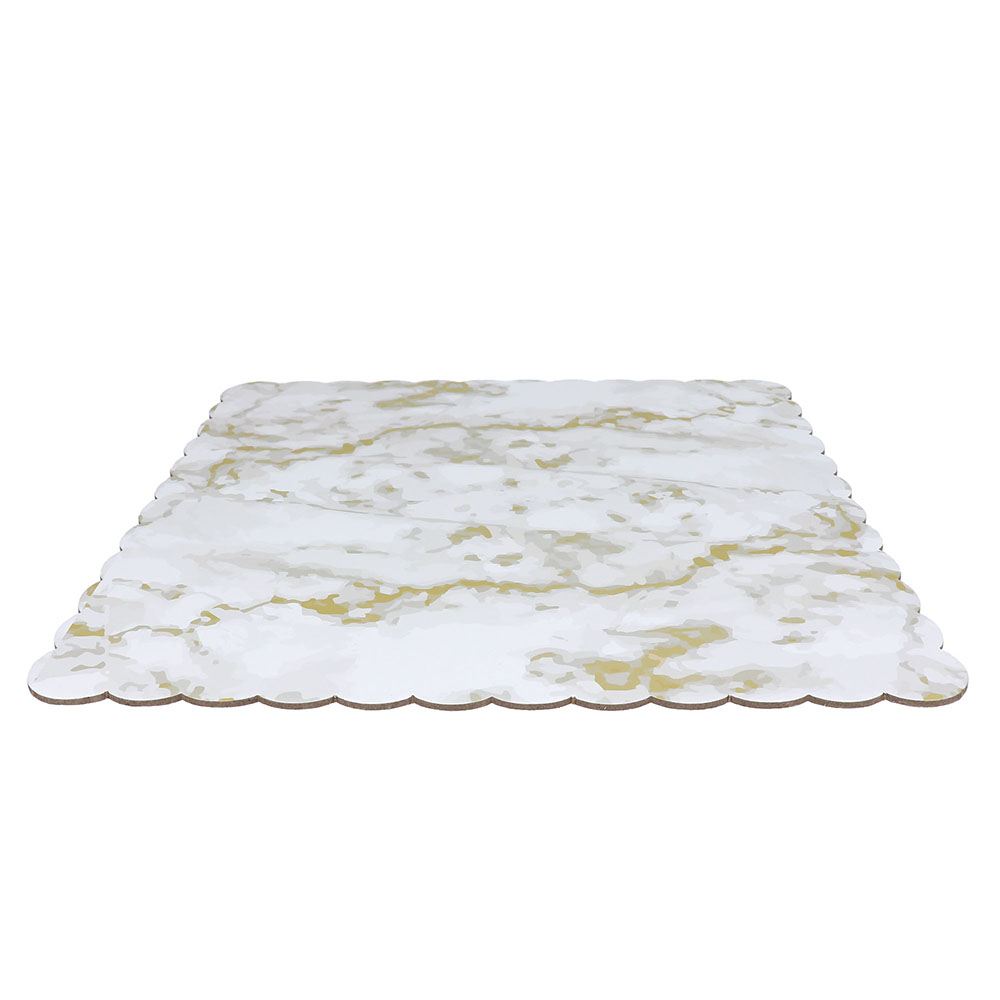 Marble-Colored Square Scalloped Cake Board, 12" x 3/32" Thick - Case of 25 image 1