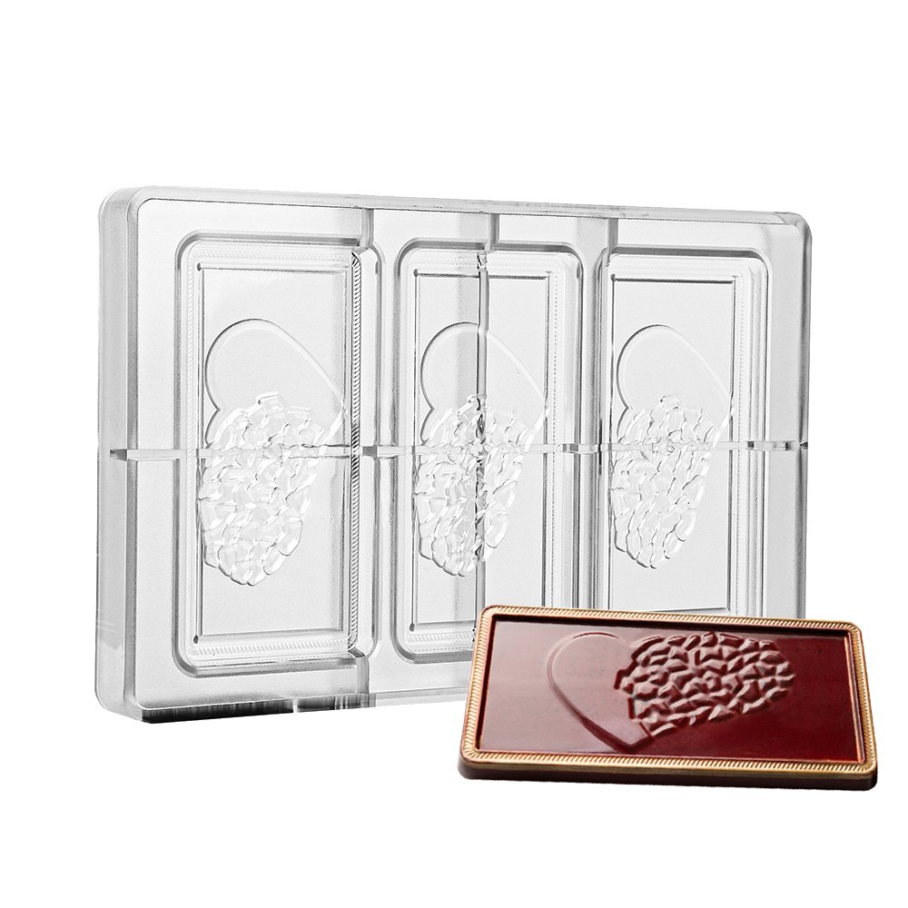 Greyas Polycarbonate Chocolate Mold, Melting Heart Bar by Luis Amado, 3 Cavities image 5