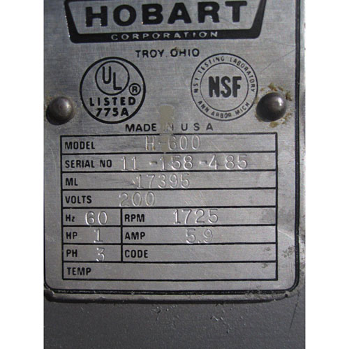 Hobart 60 Qt Mixer Model # H-600 Used Good Condition  image 6