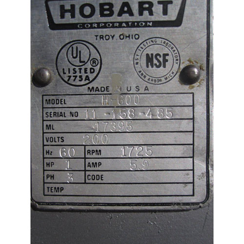 Hobart 60 Qt Mixer Model # H-600 Used Good Condition image 6