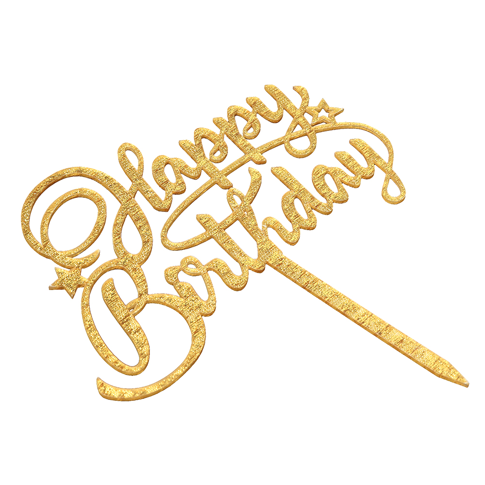 O'Creme Gold 'Happy Birthday' with Stars Cake Topper image 1