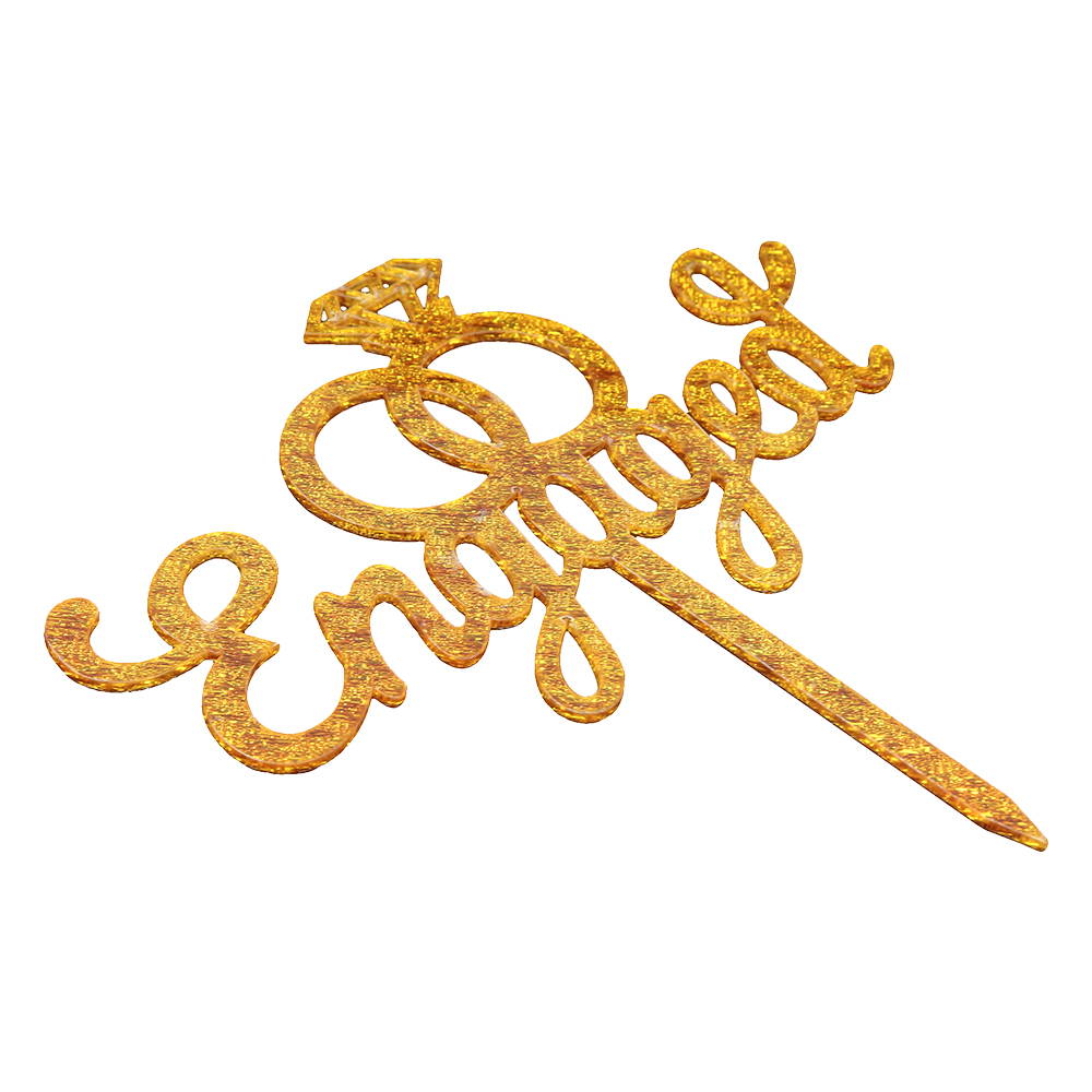 O'Creme Gold 'Engaged' Cake Topper image 1