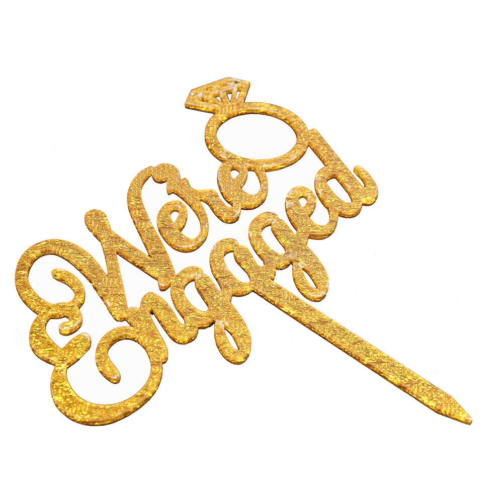 O'Creme Gold 'We're Engaged' Cake Topper image 1