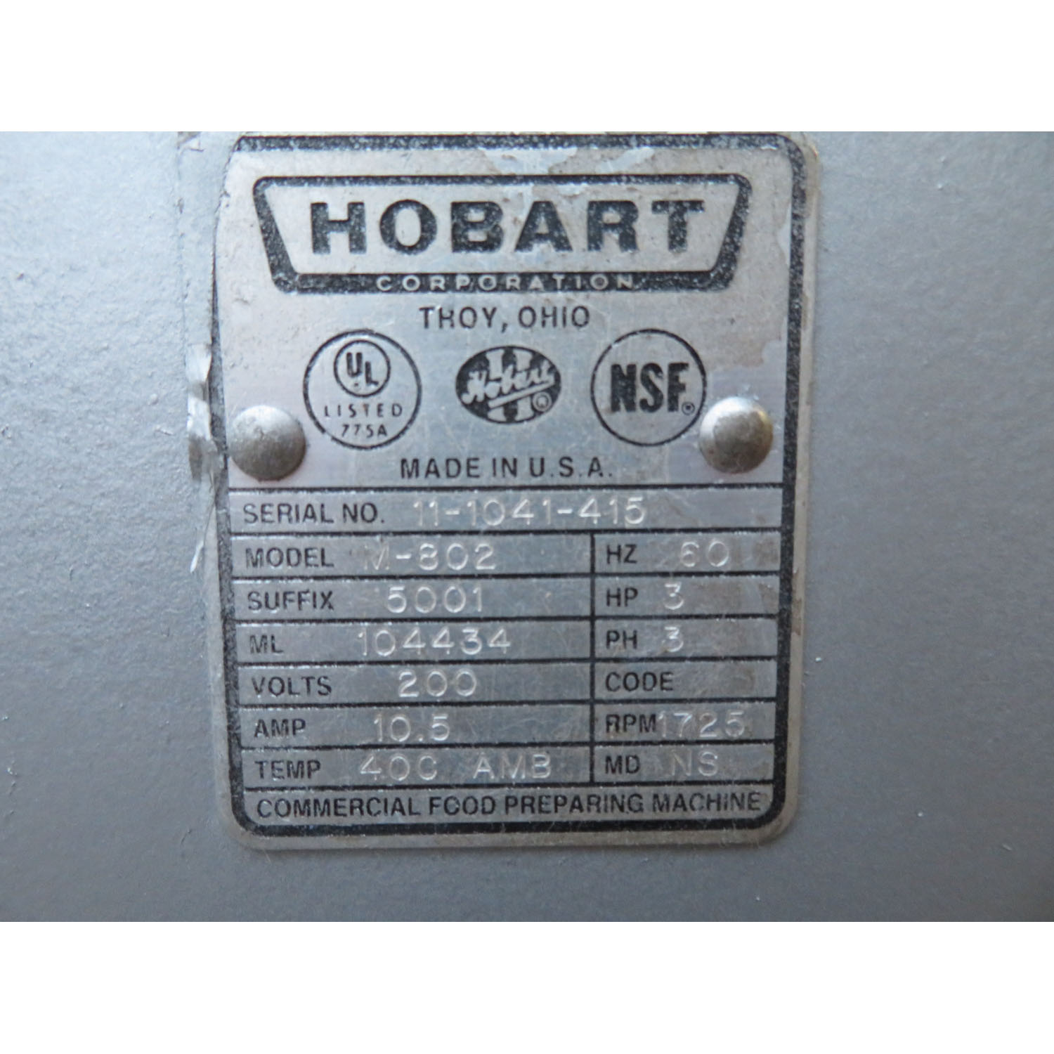 Hobart 80 Quart M802 Mixer, Used Excellent Condition image 4