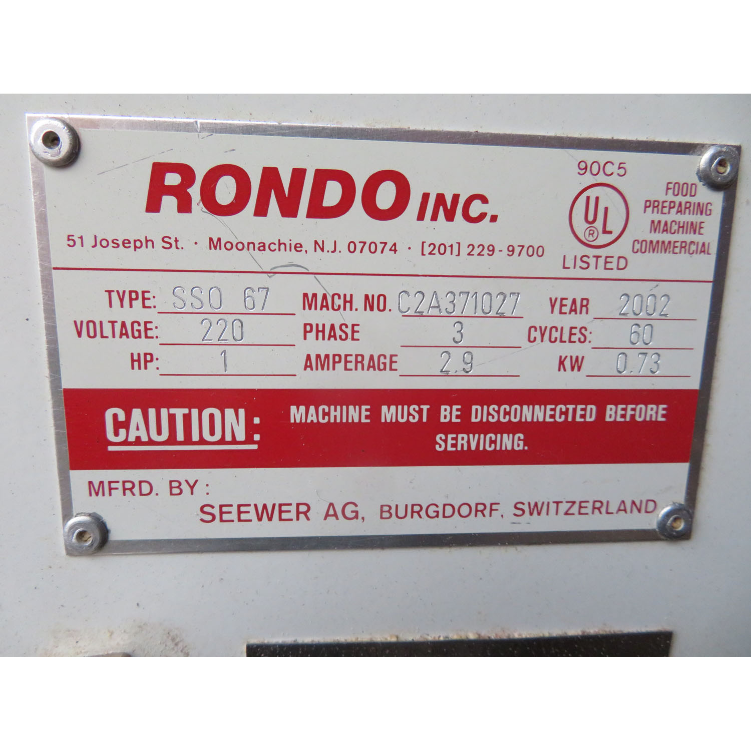 Rondo SSO-67 Reversible Dough Sheeter, Used Great Condition image 10