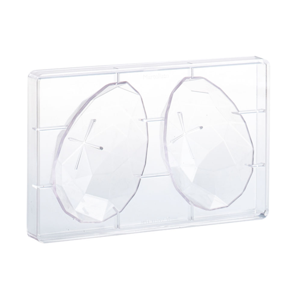 Martellato Clear Polycarbonate Chocolate Mold, Diamond Egg, 2 Cavities image 1