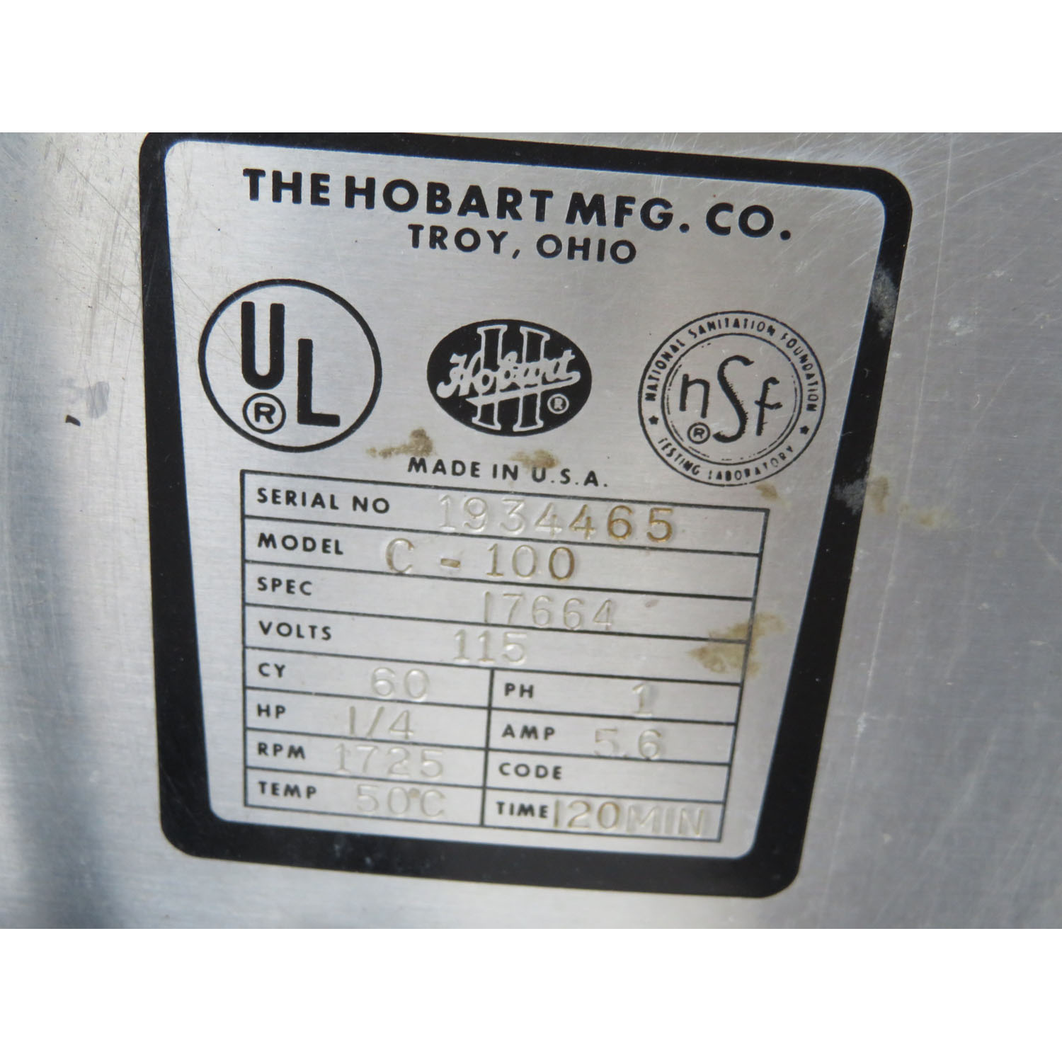 Hobart 10 Quart C100 Mixer, Used Very Good Condition image 4
