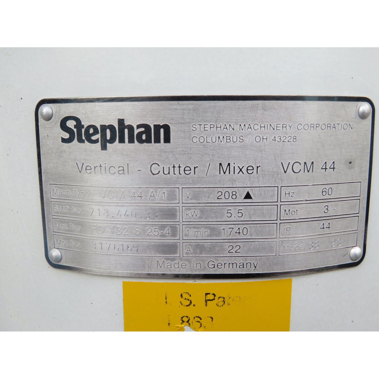 Stephan VCM44A/1 Vertical Cutter Mixer, Used Great Condition image 5