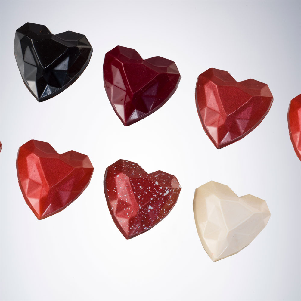 Martellato Polycarbonate Chocolate Mold, Diamond Heart, 33x33mm x 15mm High, 24 Cavities image 1