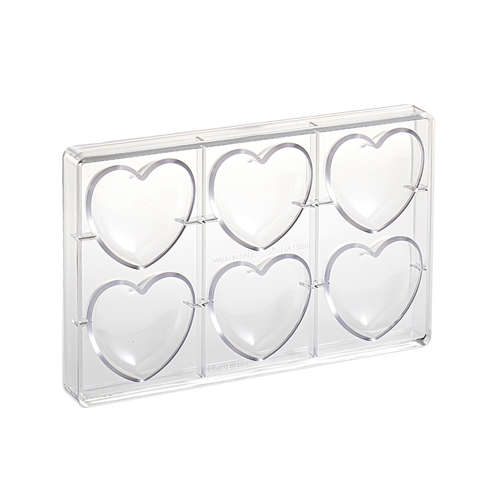 Martellato Heart Chocolate Mold, 45 Grams, 6 Cavities image 1