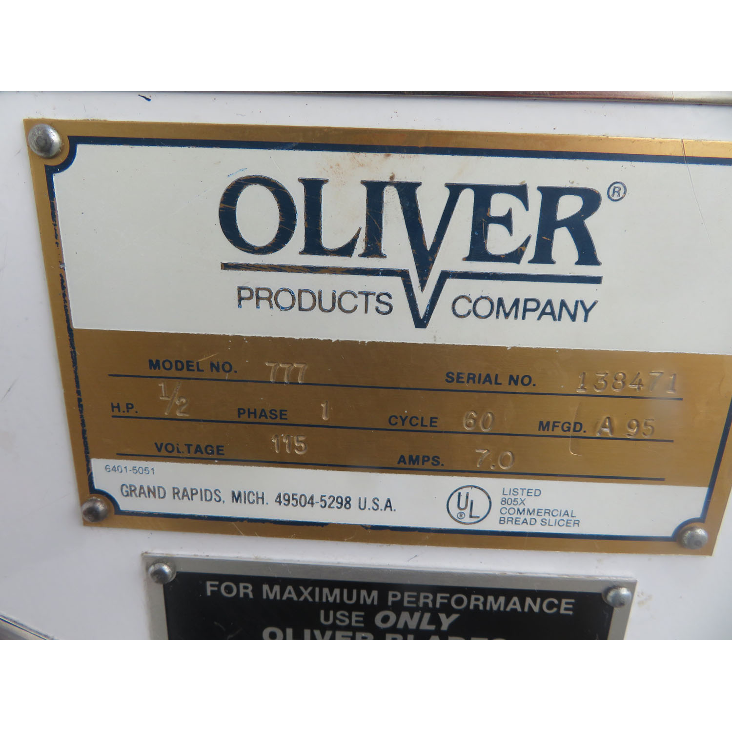 Oliver 777 Bread Slicer, 1/2" Slices, Used Excellent Condition image 5