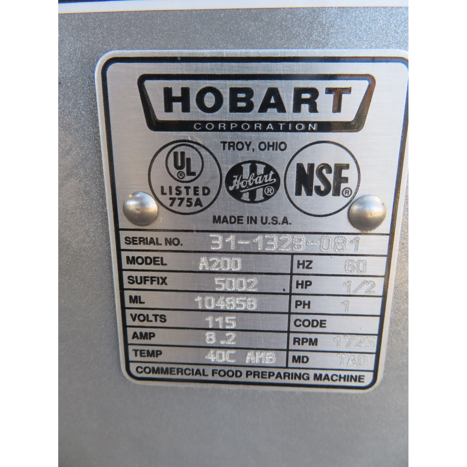 Hobart 20 Quart Mixer A200, Used Great Condition image 3