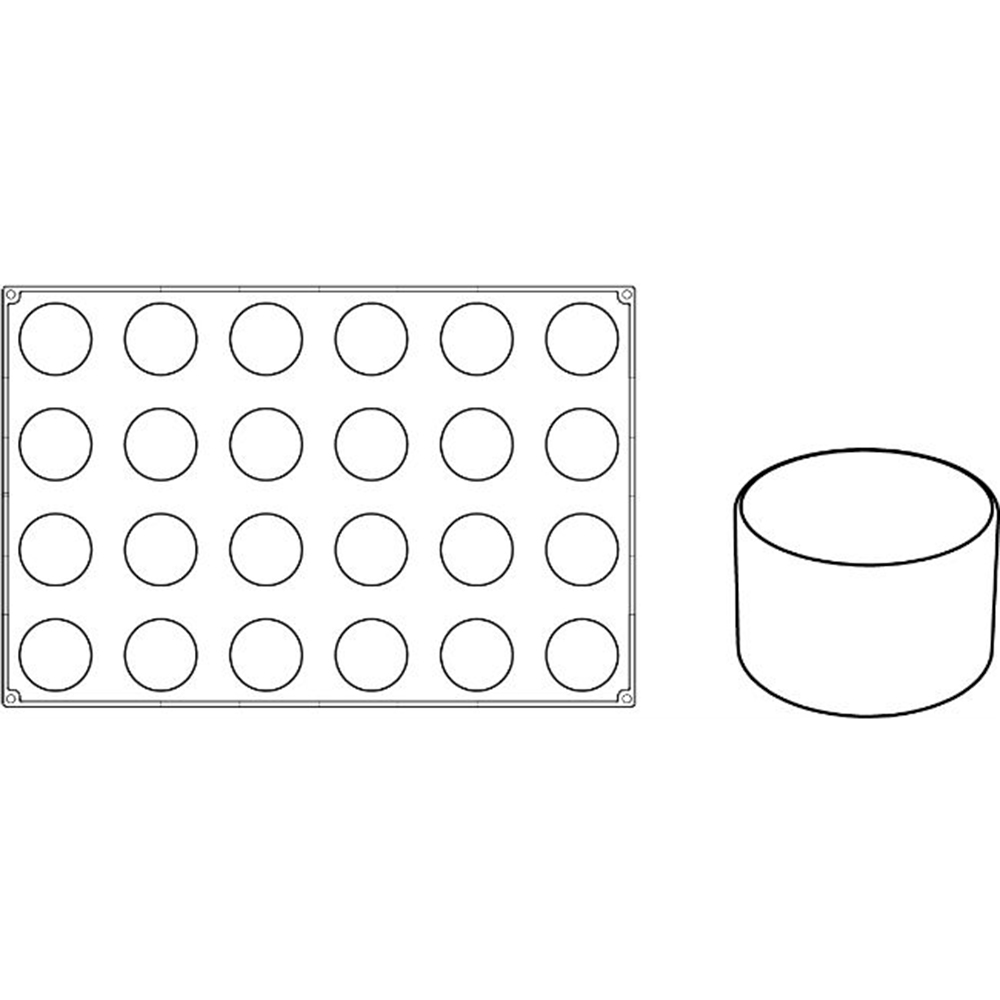 Pavoni Pavoflex Silicone Baking Mold, Cylinder 65mm Diameter x 40mm High, 24 Cavities image 4