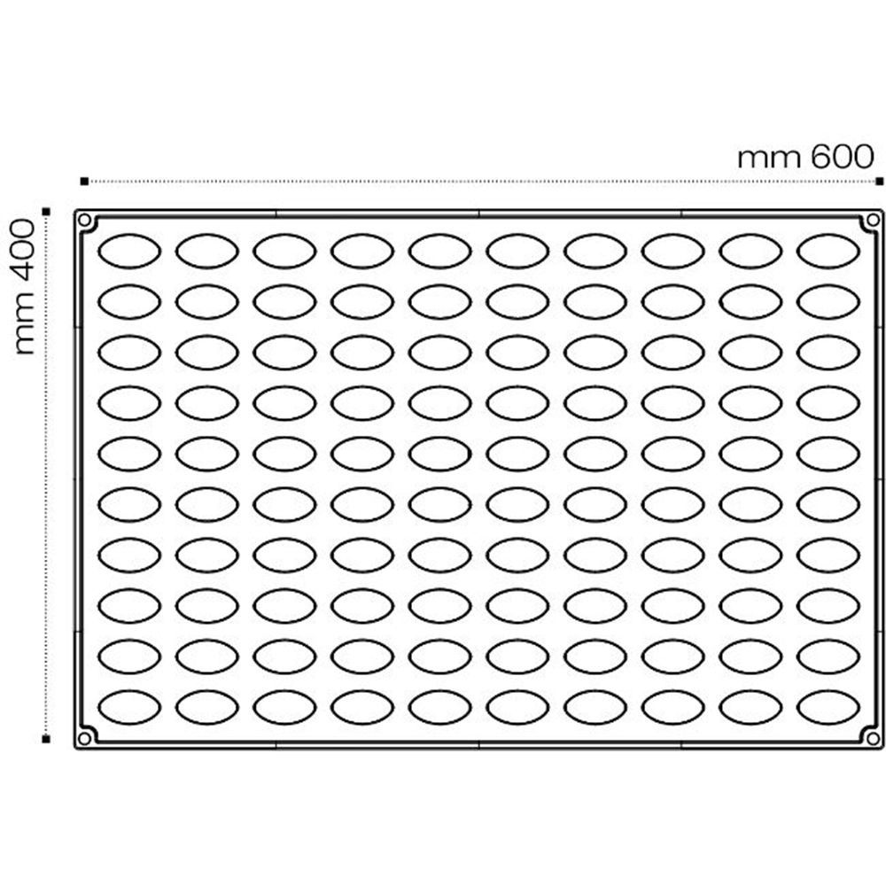 Pavoni Pavoflex Black Silicone Mold, Mini Quenelle, 42mm x 20mm across x 20mm High, 100 Cavities image 4