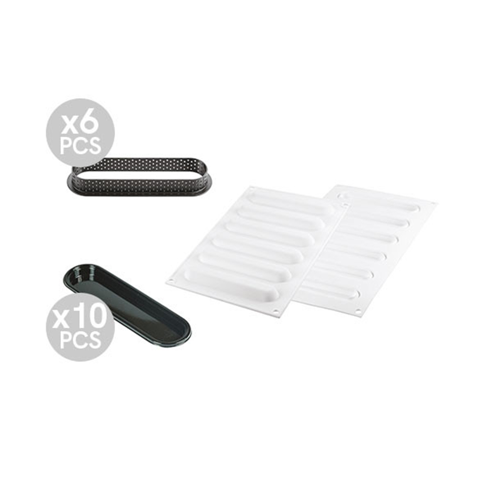 Silikomart KIT TARTE RING OBLONG 146 x 35mm, Mold and Perforated Ring image 4