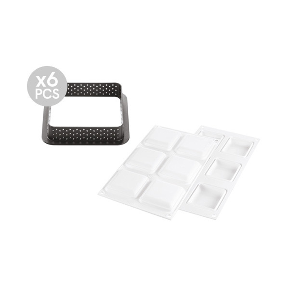 Silikomart KIT TARTE RING SQUARE 80, Mold and Perforated Ring image 3