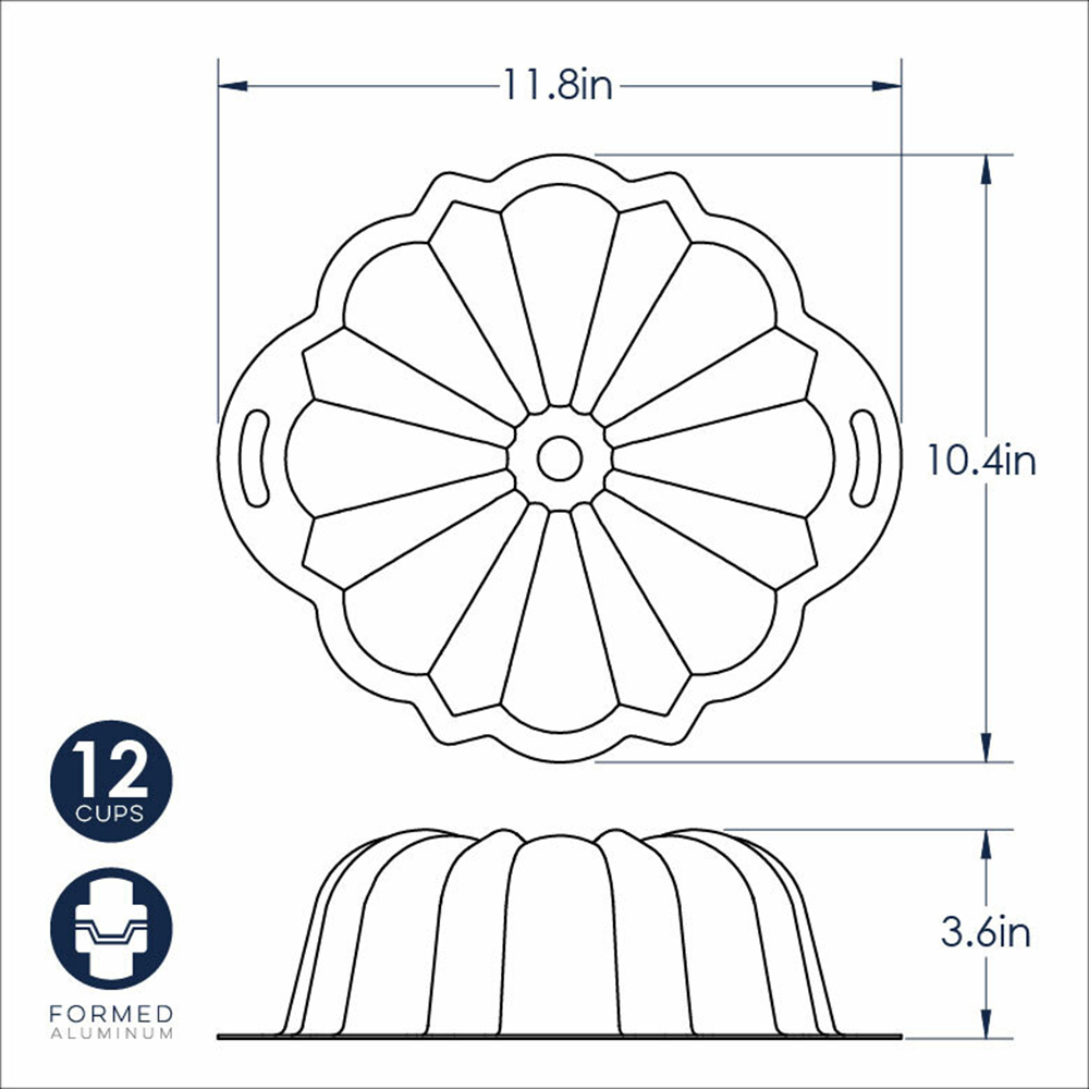 Bundt Pan, 10 X 3 1/2, 12 Cup, Non-Stick, Nordic Ware50342