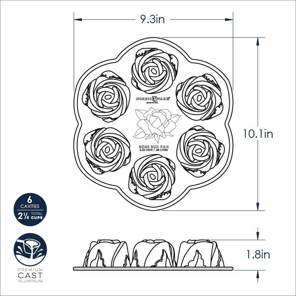 Nordic Ware Rosebud Cake Pan, 6 Cavities image 4