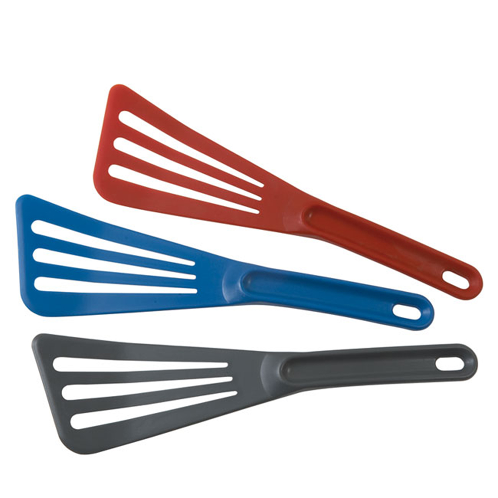 Matfer 12" Slotted Blue Pelton Spatula image 1