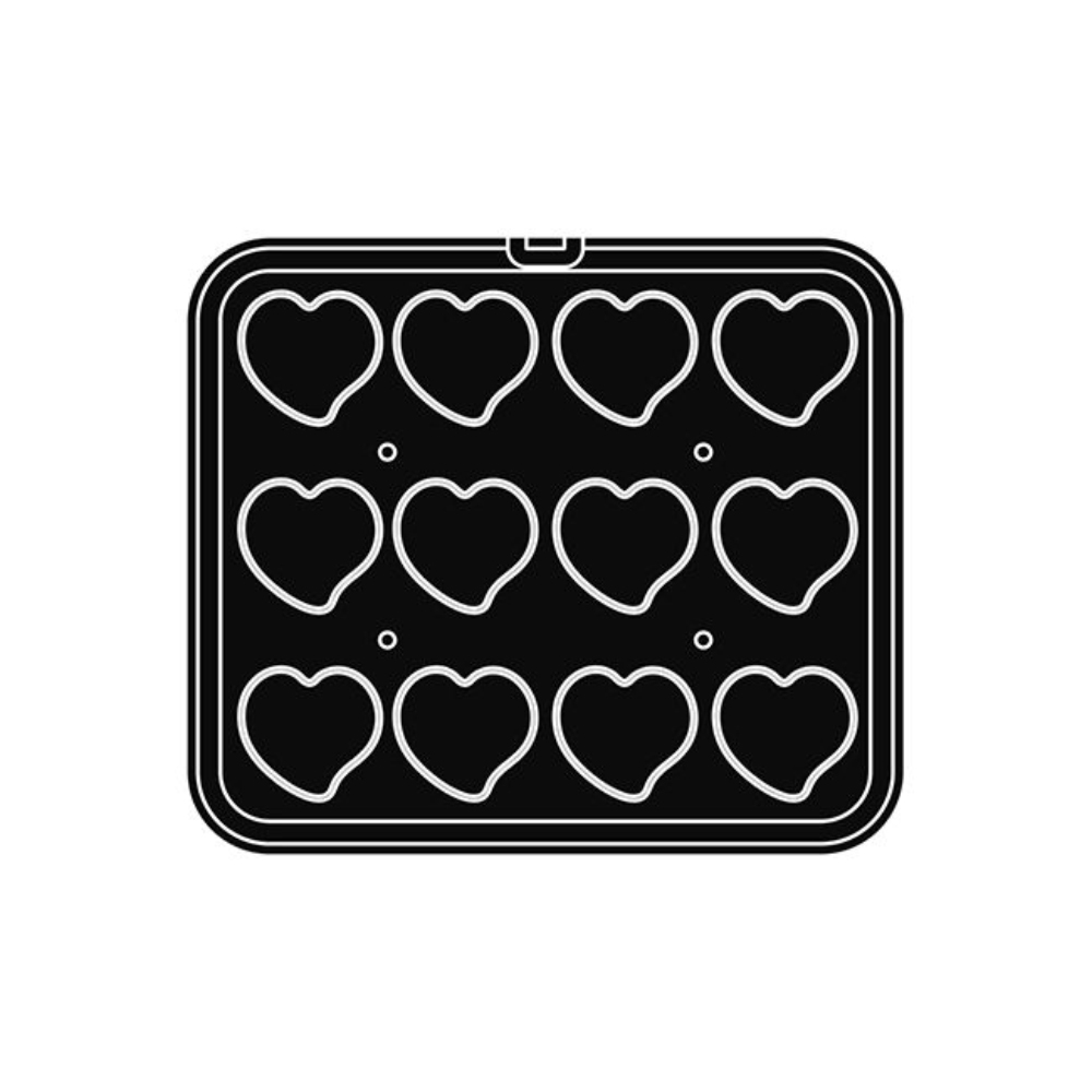 Pavoni Cookmatic PIASTRA-59 Heart Plates, 12 Cavities image 1