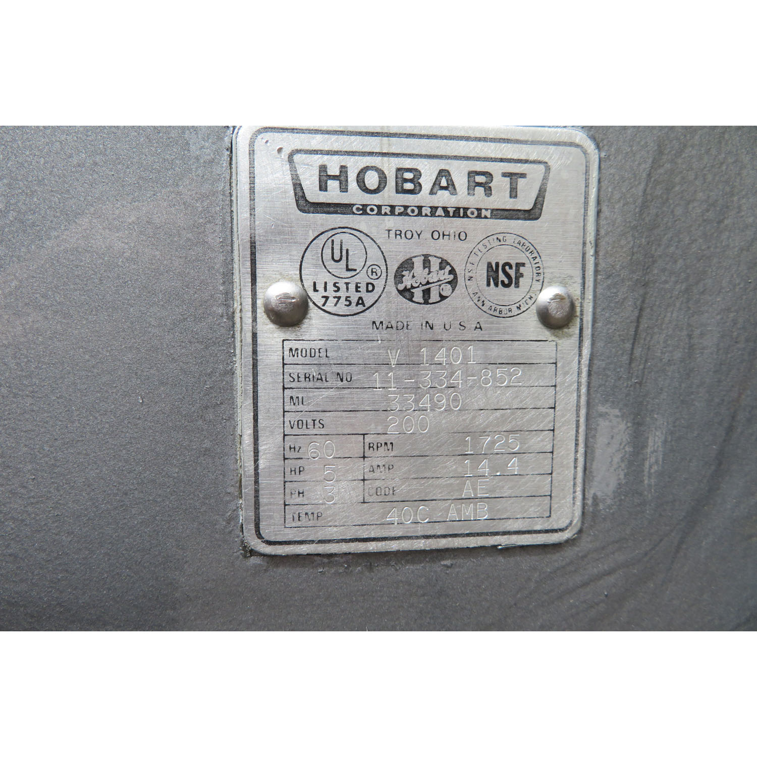 Hobart 140 Quart V1401 Mixer, Used Excellent Condition image 3