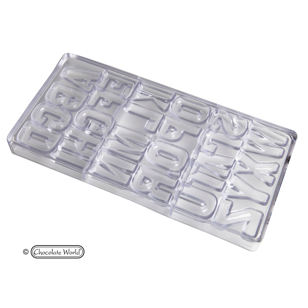 Chocolate World Polycarbonate Chocolate Mold, Alphabet A-Z, 26 Cavities image 1