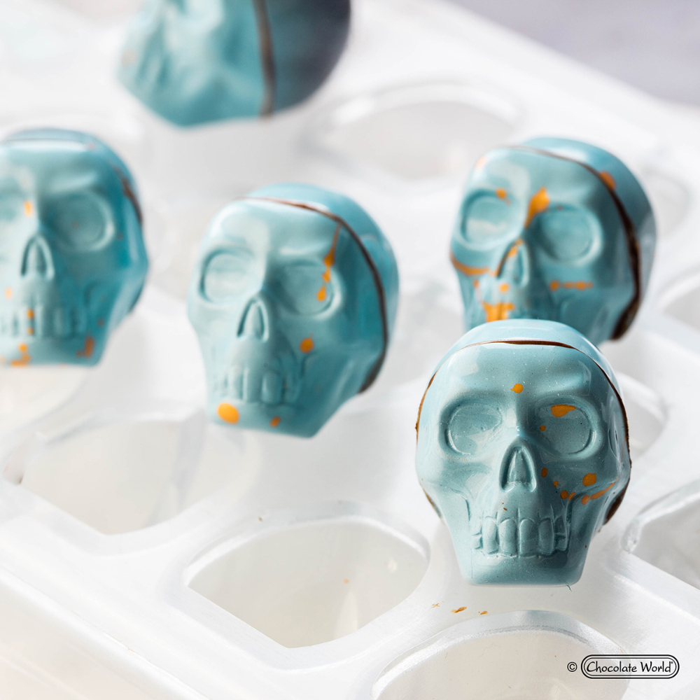 Chocolate World Polycarbonate Chocolate Mold, 3D Skull, 24 Cavities image 1