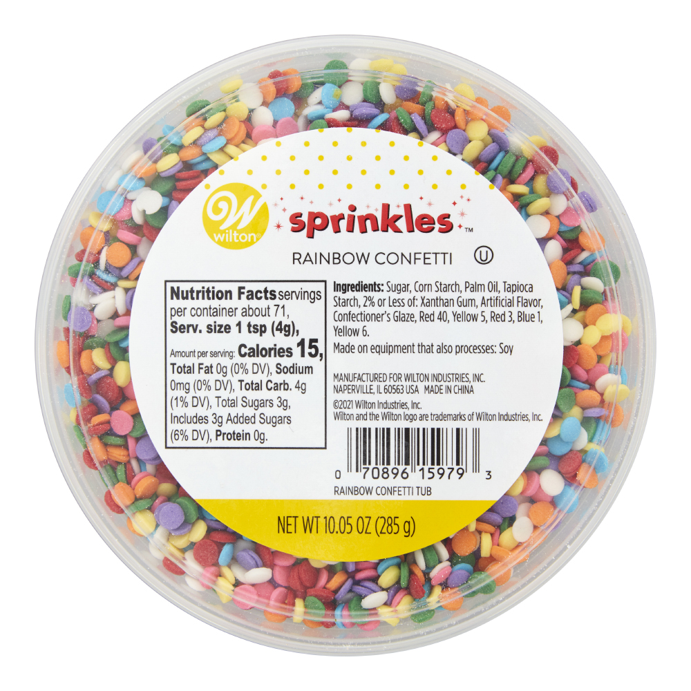 Wilton Colorful Rainbow Confetti Tub, 10.05 oz.  image 1